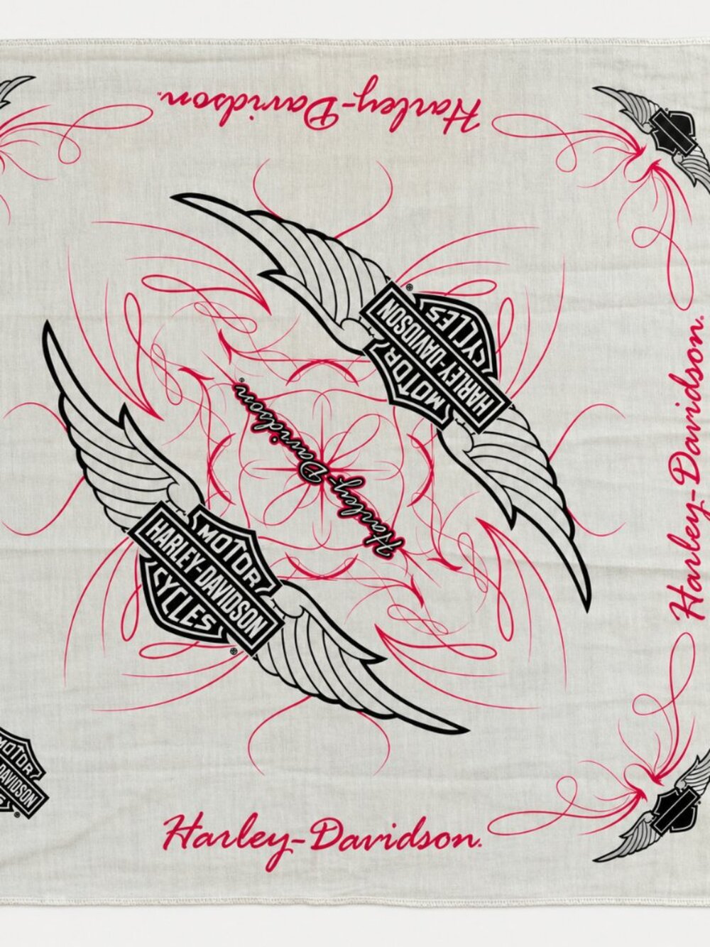 Harley-Davidson White Pink Winged Bar & Shield Bandana Scarf